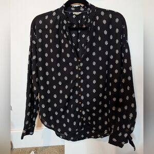 Pilcro Anthropologie Tavi Embroidered Textured Ruffle Collar Blouse Sz XS